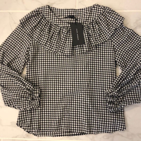 {Zara} Gingham Ruffle Blouse - Picture 4 of 6